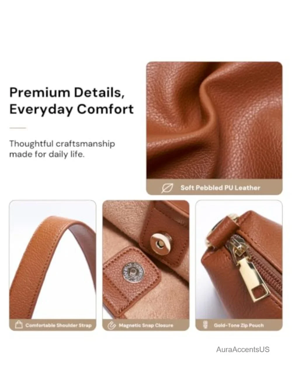 Slouchy Hobo Tote Bag Set Faux Leather Shoulder Bag Work Laptop